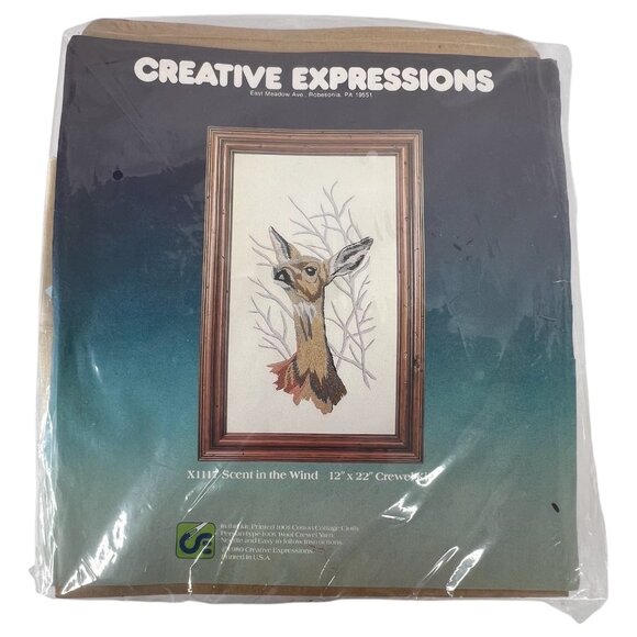 Creative Expressions Other - Vintage Creative Expressions Crewel Embroidery Kit Scent In The Wind Deer 1980